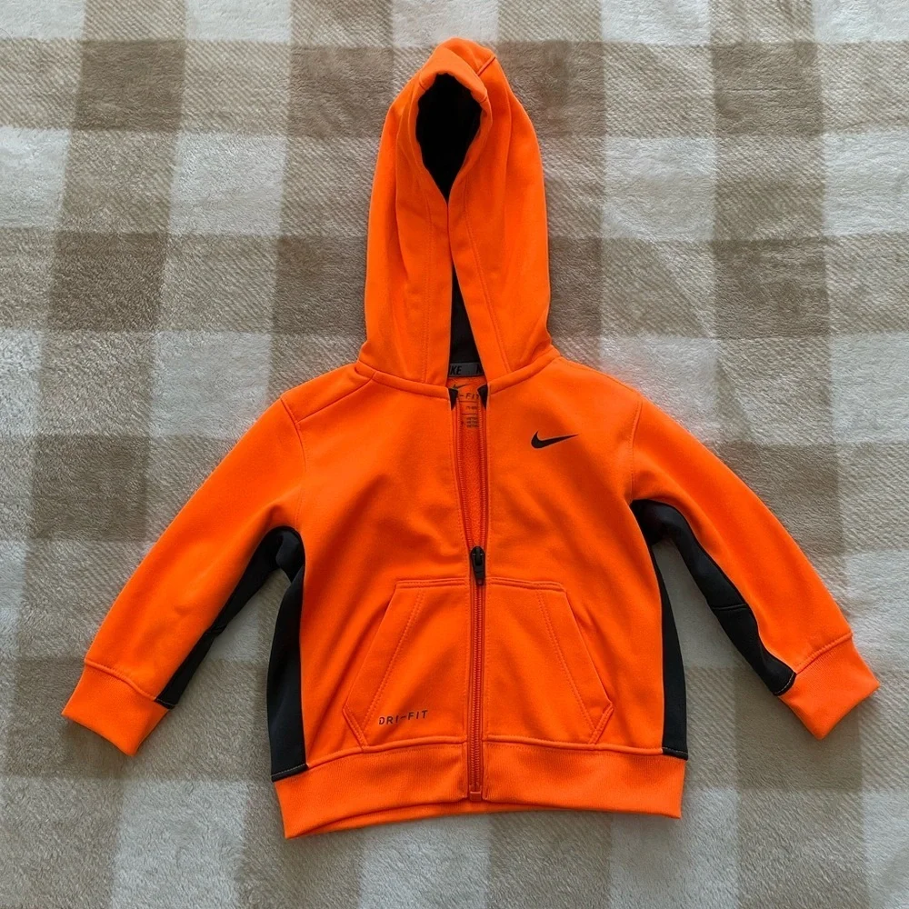 Nike Matching Set Bright Orange Hoodie with Grey Details 9-12 months - Picture 2 of 10